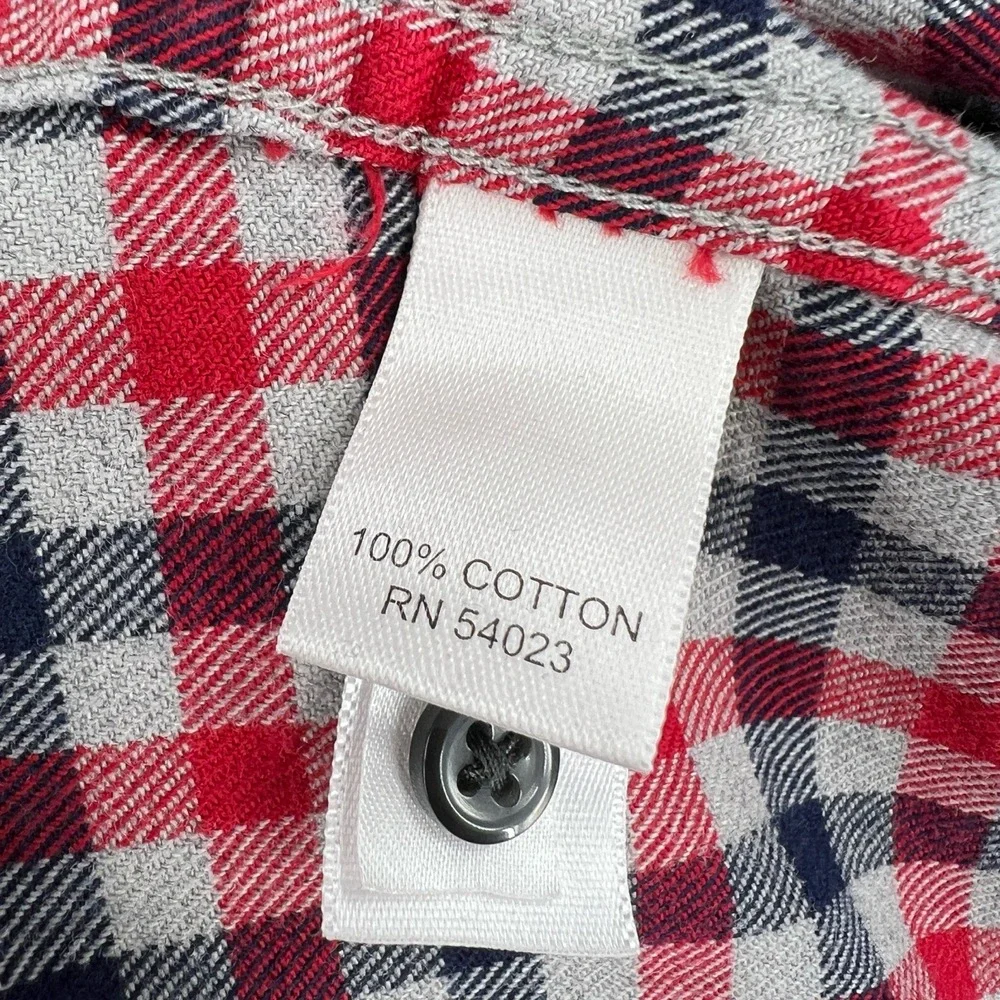 Banana Republic Men’s Plaid Button Down Shirt Red Navy White Long‎ Sleeve L